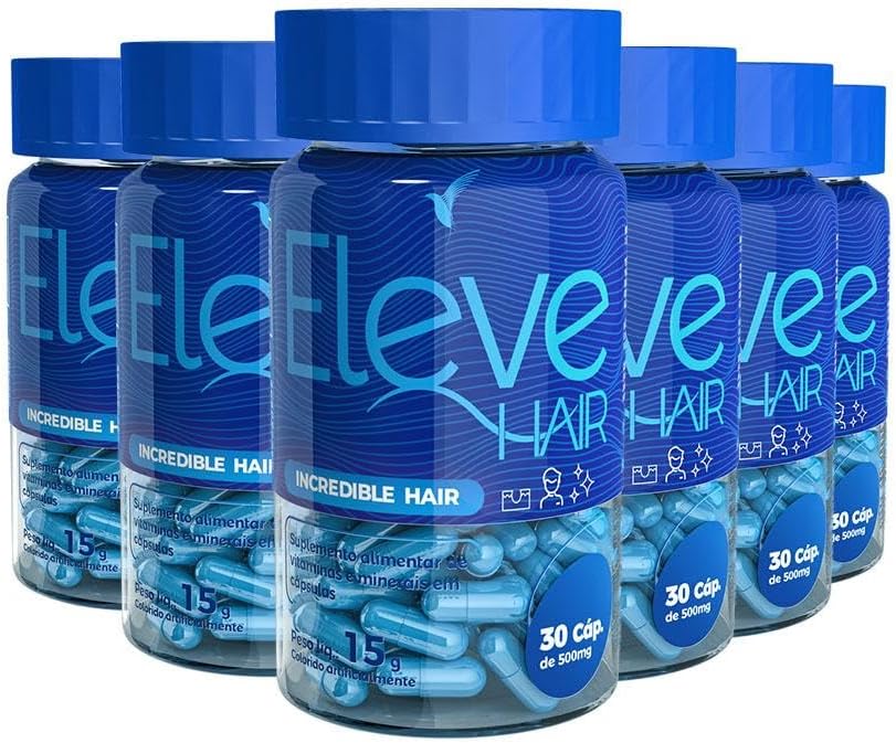 Kit 6 Vitaminas P/Cabelo e Barba 180 Caps Eleve Hair Men
