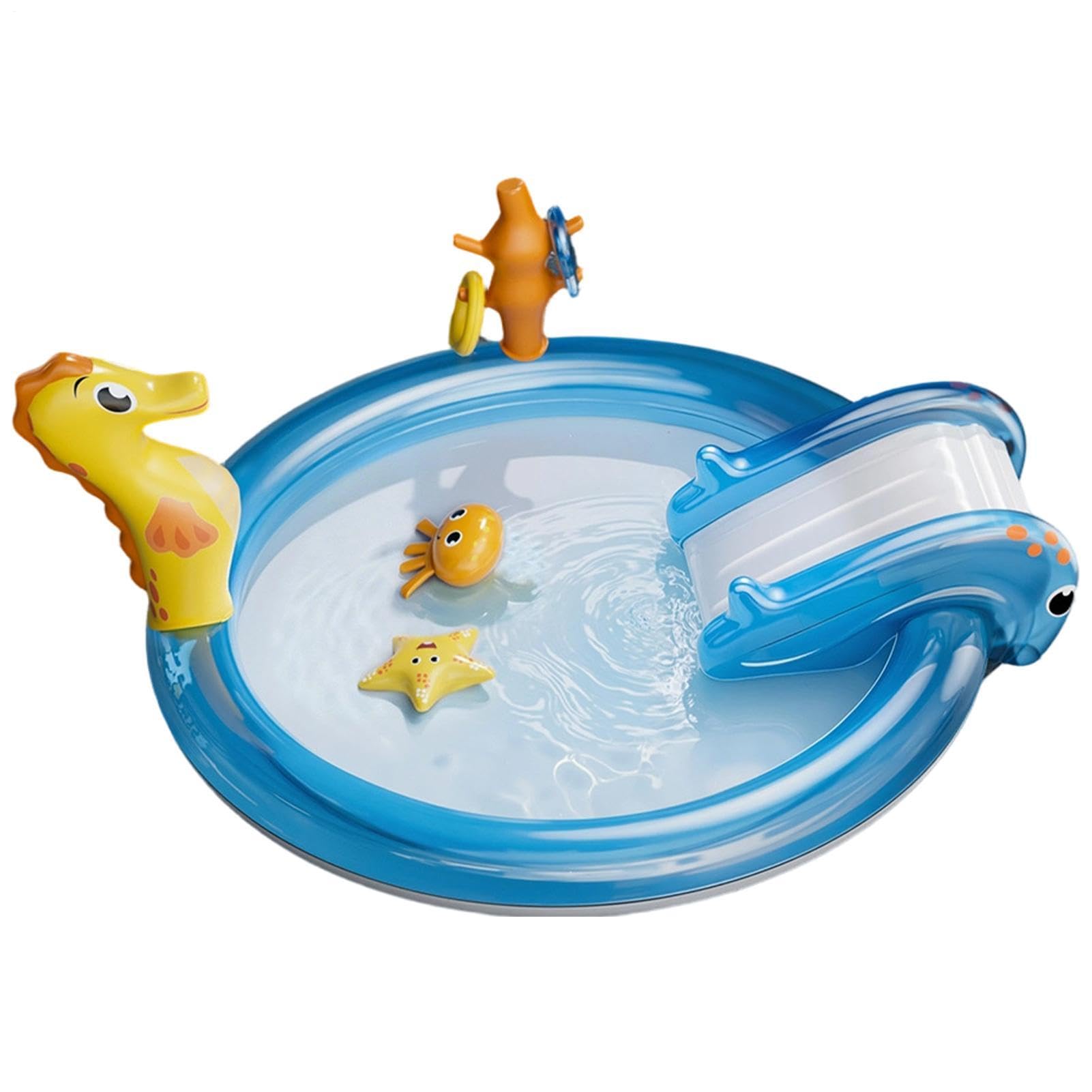 Planschbecken mit Rutsche Aufblasbares Wasserspielzeug mit Sprinkler und | Garten-Planschbecken für Kinder für Jungs und Mädchen Vorschule Urlaub Party Camping Park