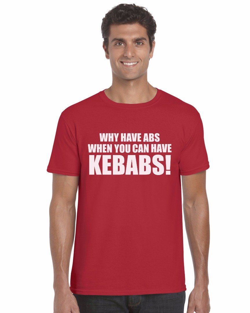 Why Have Abs When You Can Have Kebabs Unisex T-Shirt Funny Joke Hilarious Red