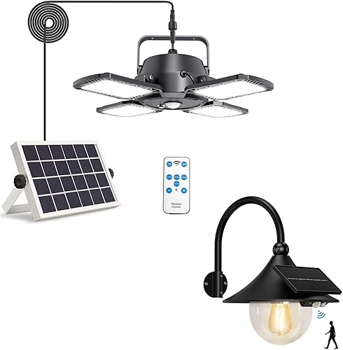 Aqonsie Luces solares con sensor de movimiento para cobertizo, granero, gallinero, patio, jardín, garaje