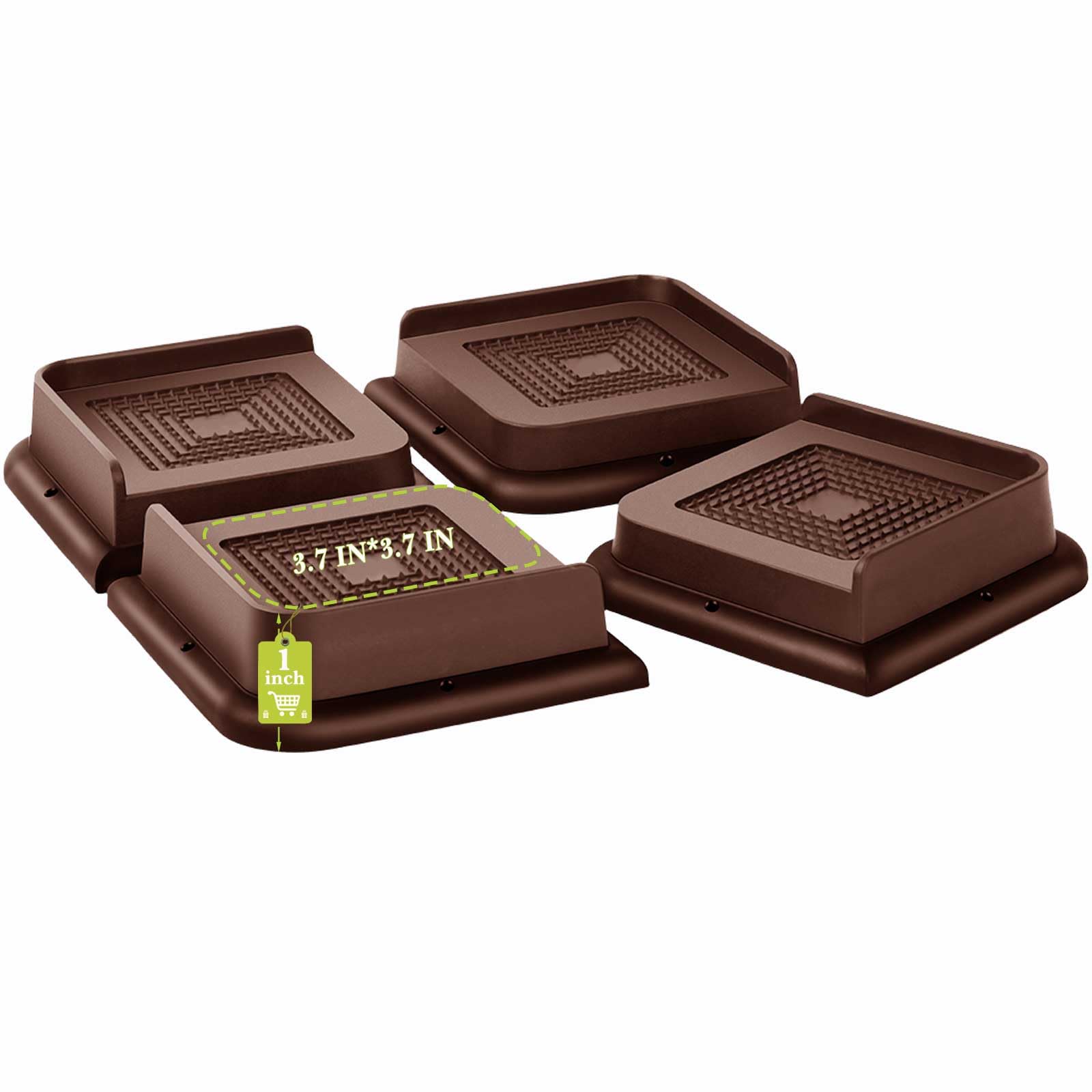 Photo 1 of Yookwutar Bed Risers - 8 Inch Heavy Duty, Chocolat Brown (4 Pack)