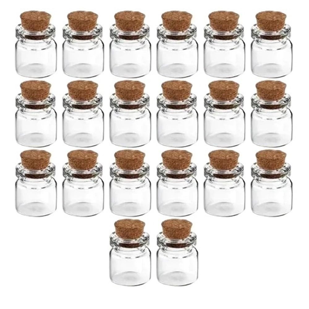 GOCENJIU Cork Stopper Jar 20pcs Empty Bottles Tiny Glass Jars for Wedding Party Decor, 13x18mm Transparent Vials with Cork Stoppers