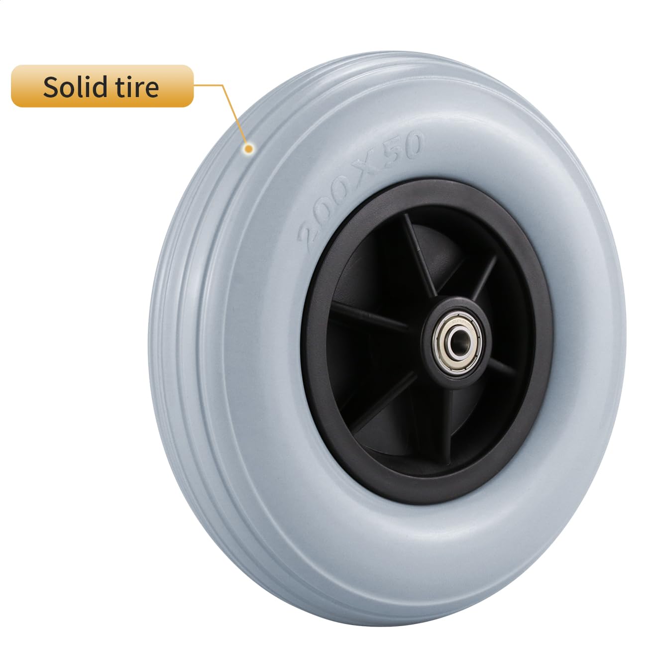 Coppia di ruote girevoli da 8" x 2" (200 x 50) per sedia a rotelle elettrica/elettrica, ruote di ricambio per pneumatici solidi da 8" (8 "x 2" (200 x 50) - Grigio)