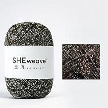 1.5mm Macrame Yarn, 100% Cotton Macrame Cord, 100grame Crochet Yarn, Sparkle Thread ShiningYarn, Glitter SparkleYarn for Crocheting Knitting Sweater Scarf Bag Espresso Sparkle