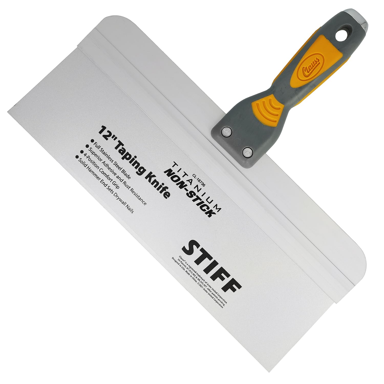 ClaussSpatula 12 inch (30.5 cm) with wide blade in professional quality, titanium bonded stainless steel blade with non-stick coating, non-slip, ergonomic handle, ideal as a surface spatula, 18736