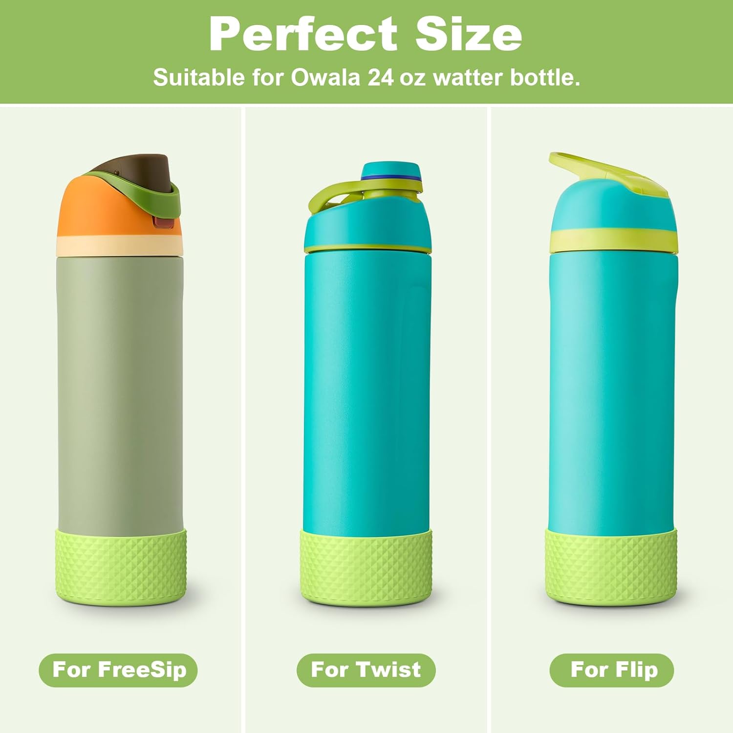 yoelike Diamond Silicone Water Bottle Boot for Owala, Anti-Slip Protective Sleeve for FreeSip/Twist/Flip, Watter Bottle Accessories, Bottom Bumper Cover, Dishwasher Safe, BPA Free - Image 2