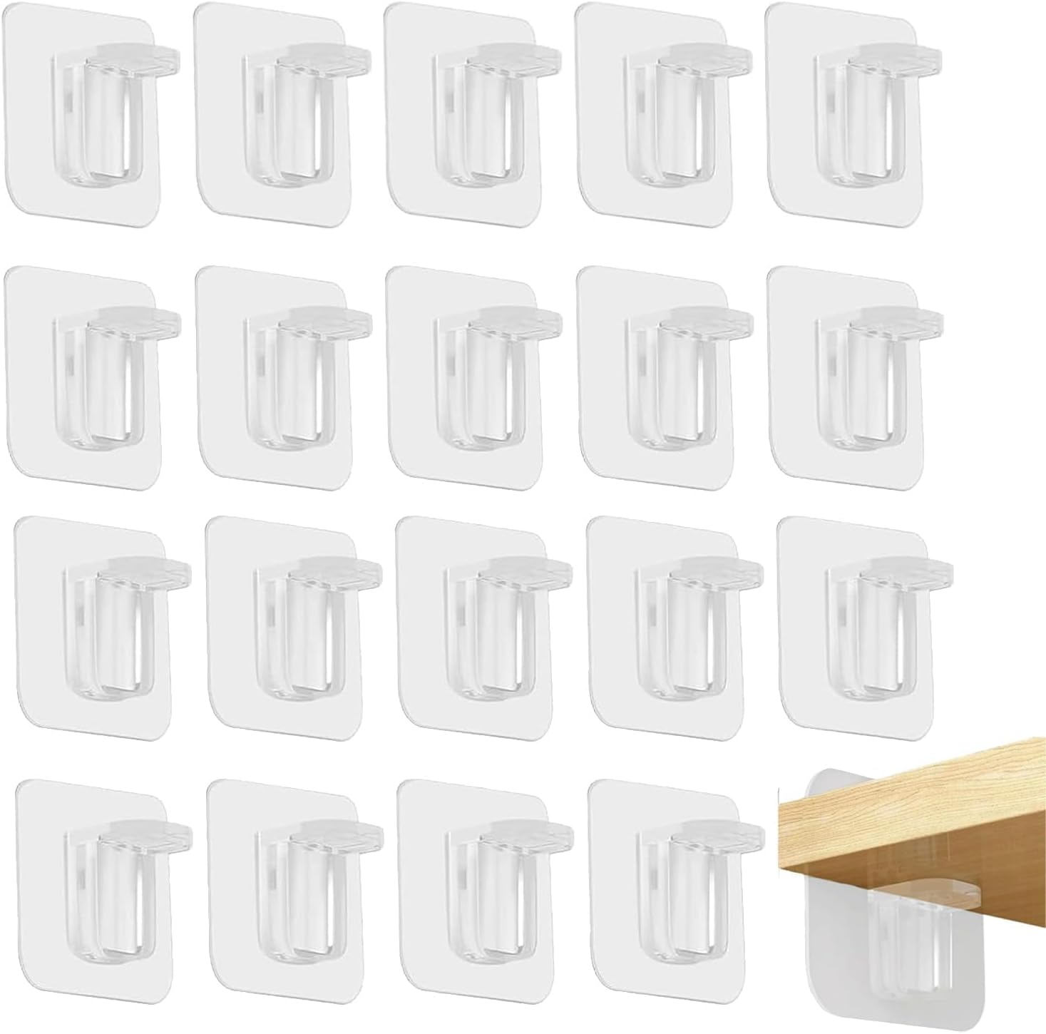 20Pcs Self Adhesive Shelf Bracket, Shelf Support Pegs No-Drill, L-Shaped Transparent Shelf Support Pegs for Kitchen Clapboard Layer Cabinet Book Shelves, 7×7cm