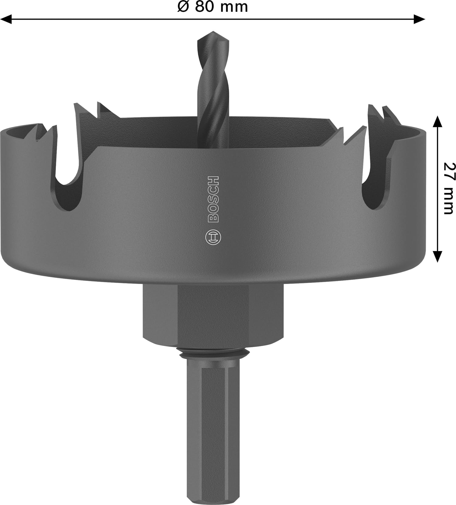 Bosch 1x Sega a tazza con mandrino per legno e cartongesso (per Cartongesso, Legno tenero, Ø 80 mm, Professional Accessorio Trapanoi)