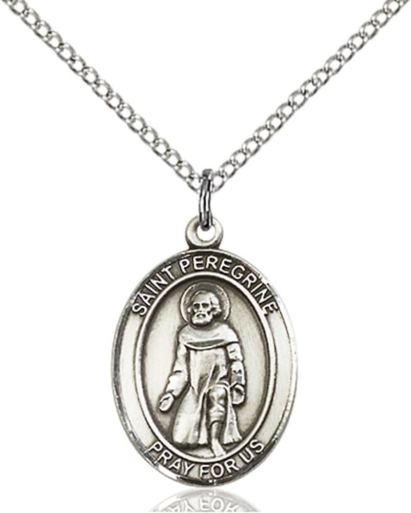 Bonyak Jewelry St. Peregrine Laziosi Hand-Crafted Oval Medal Pendant in Sterling Silver