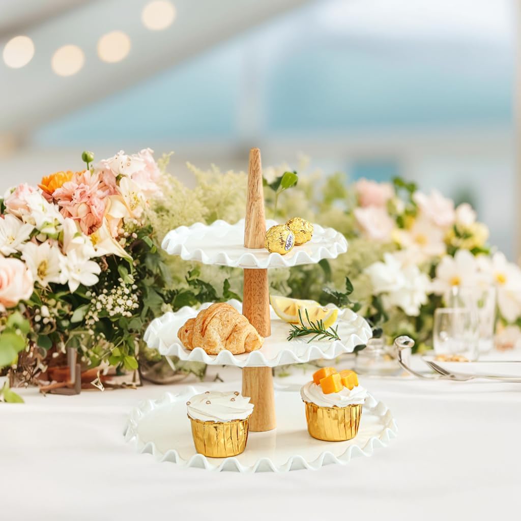3 Tier Cupcake Stand,White Porcelain Wedding Cupcake Stand,Tiered Serving Tray,Cupcake Display Tower, Dessert Stand for Party,Wedding