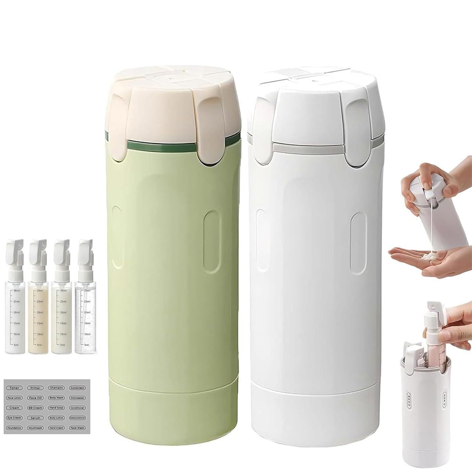 Dispensador de botellas de viaje recargable para artículos de tocador y loción