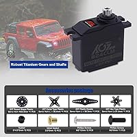 Vista 5 de AGFRC B24CLM 13.2 lbs HV Impermeable Sin Núcleo 1/16 Escala RC Dirección Servo y HSS20AG 25T Metal Servo Cuerno