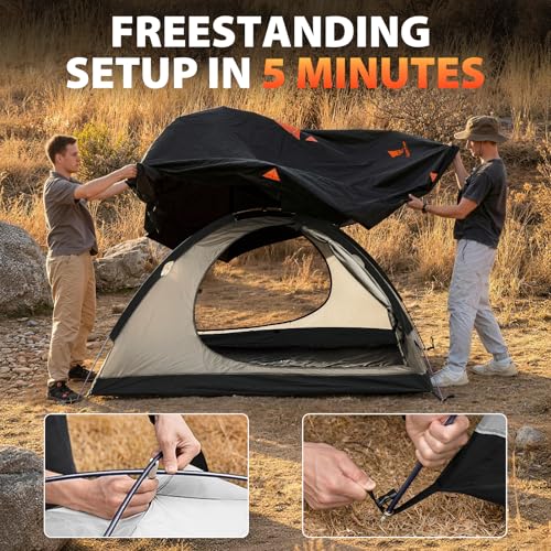 Carpa para Camping GEERTOP 2 Personas con Oscurecimiento, Impermeable, para 4 Temporadas, Fácil Montaje miniatura 5