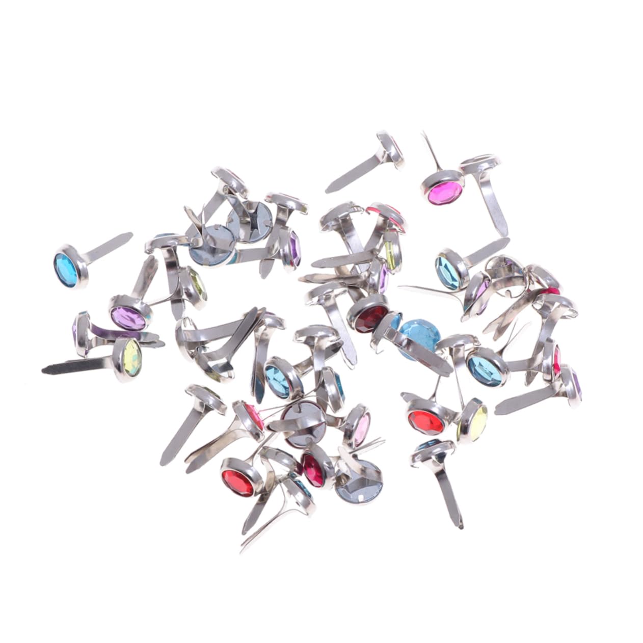 CIMAXIC 50pcs Colorful Metal Brads Fasteners for Scrapbooking DIY Craft Embellishments Easy Install Mini Round Decorative Studs