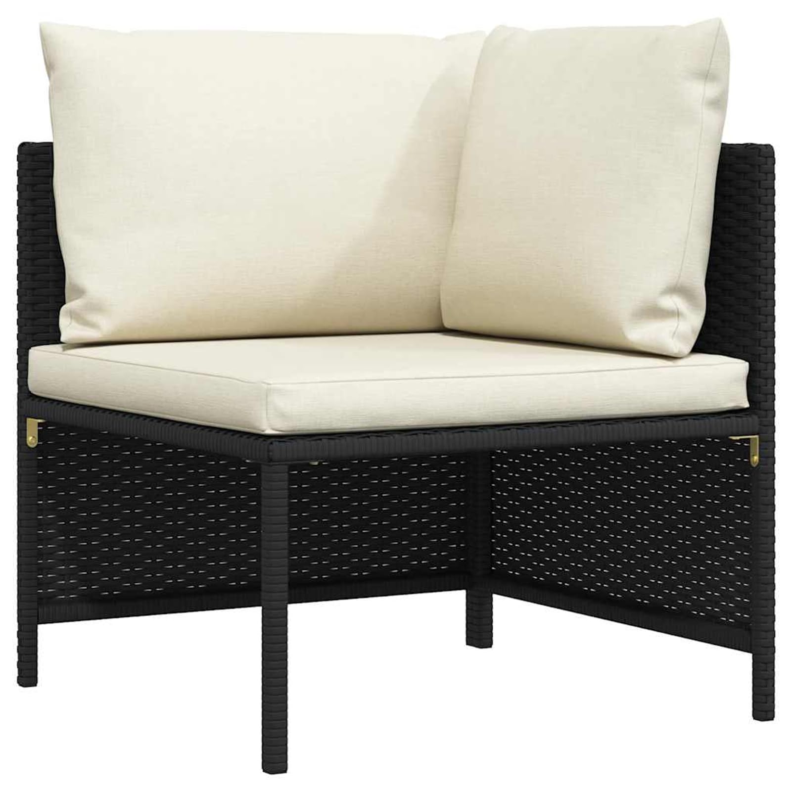 Gecheer Divano da giardino, 3 posti con cuscini in polyrattan nero, per esterni