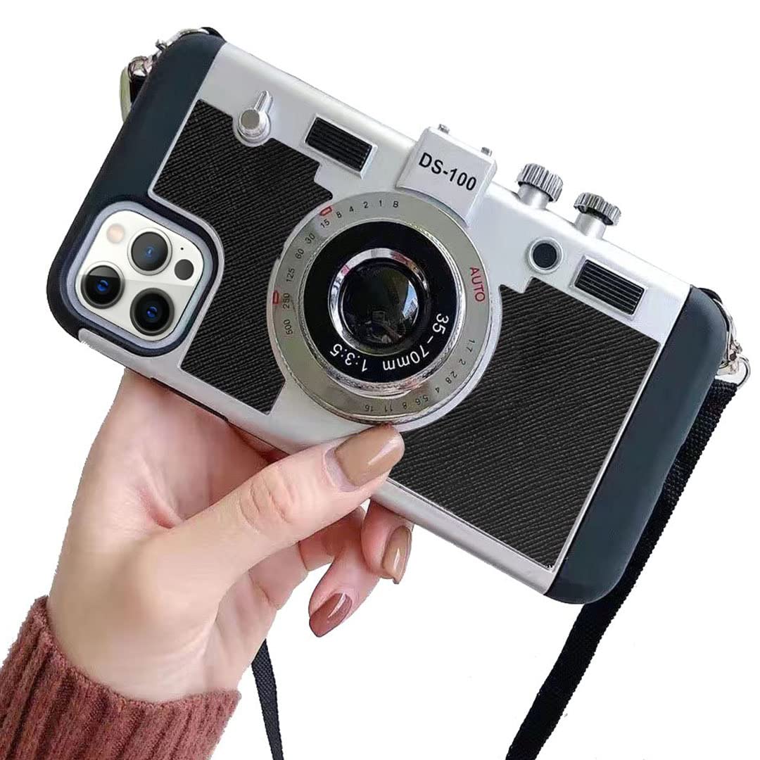 Losin Emily in Paris Phone Case Compatible with iPhone 13 Pro Max for Women and Girls Camera Case Cute Vintage 3D Design Fashion Neck Strap Crossbody Strap Lanyard Cover Shockproof Protective Cover