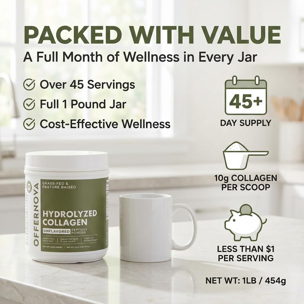 Hydrolyzed Collagen Peptides Powder - 100% Pure, Grass Fed & Unflavored for Women & Men – for Healthy Bones, Joints, Hair & Skin – Colageno Hidrolizado en Polvo Piel, Cabello y Articulaciones - Image 4