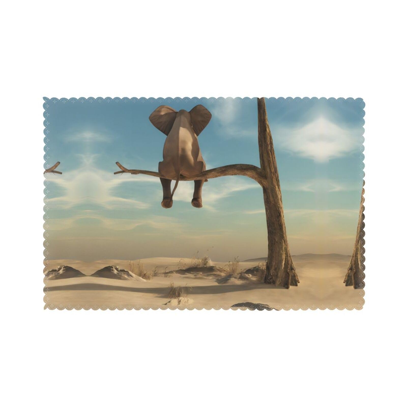 Resting Elephant Printed table mat set (6 pieces) - Aesthetic upgrade for family gatherings and hotel banquets
