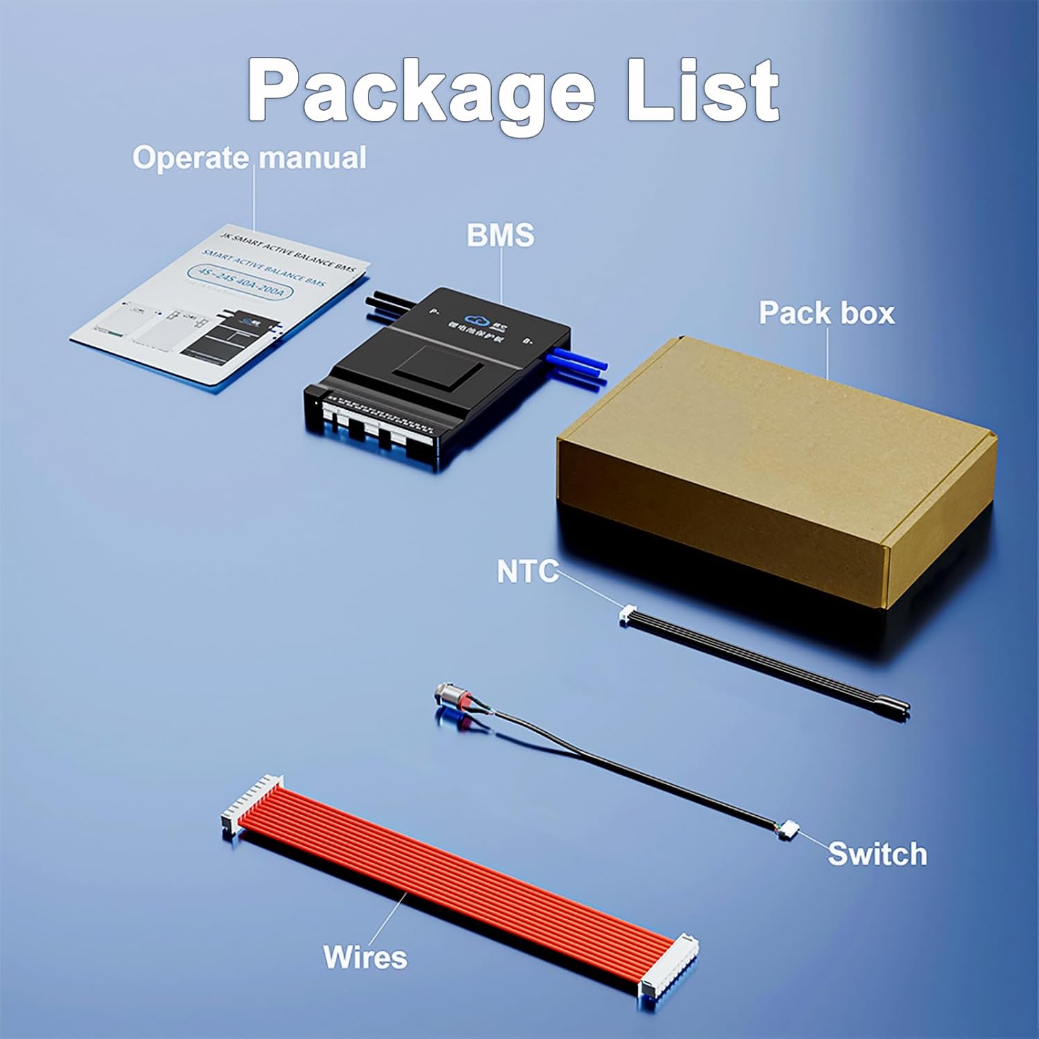 Package contents of JKBMS Smart BMS