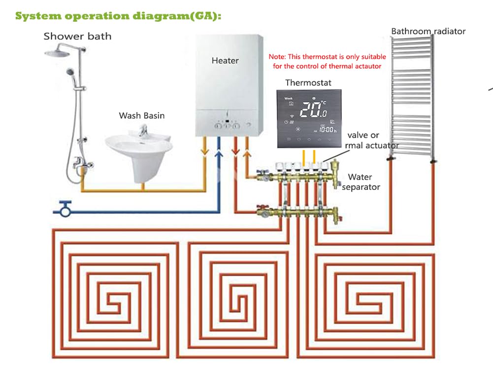 Termostato WiFi 5A 220V Agua LCD programable Alexa Google Home | Pantalla LCD inteligente con panel cepillado, regulación automática para calefacción de agua