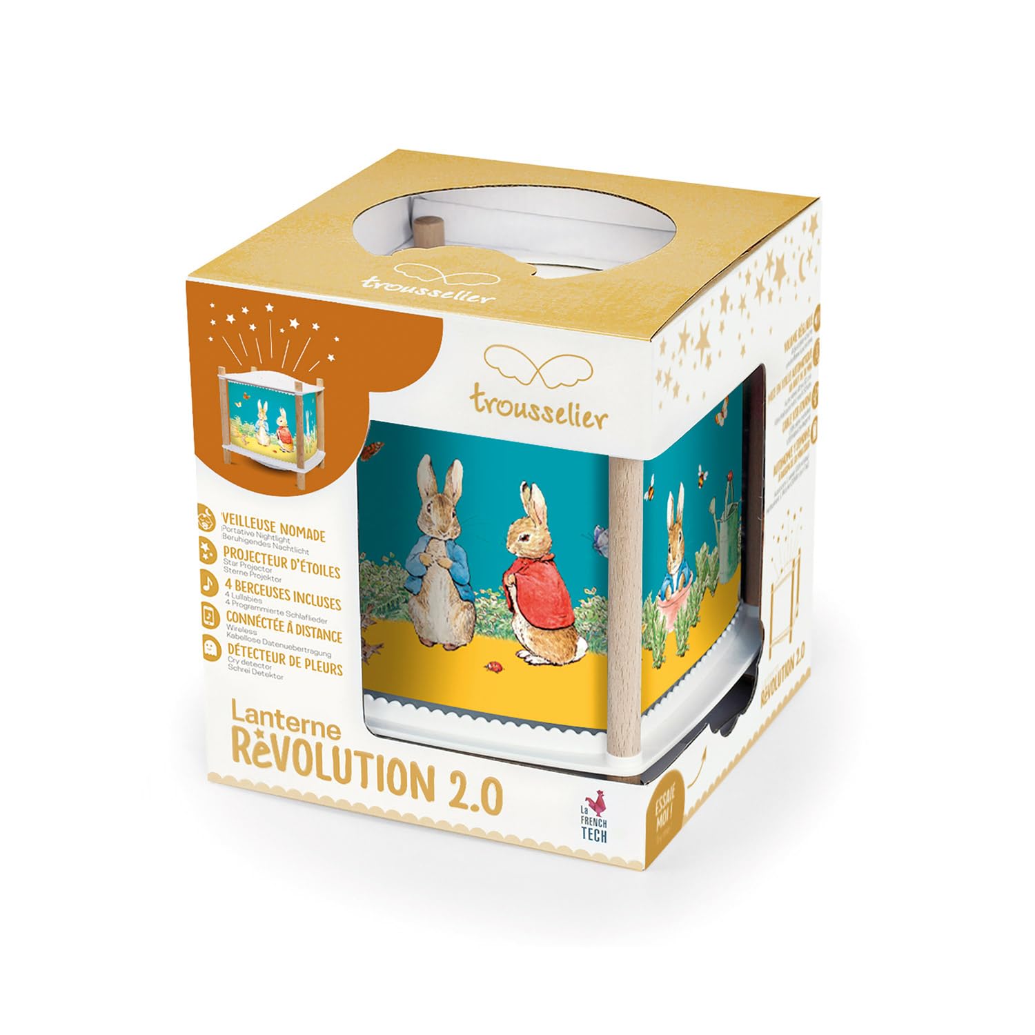 Trousselier 6260088 Magisches Nachtlicht mit Musik, Kinder Schlaflicht Peter Hase, Einschlafhilfe mit Schreidetektor, Laterne ReVOLUTION 2.0