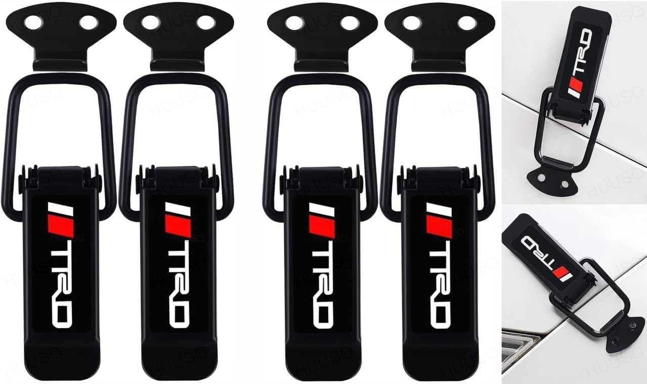 DECTEMS TRD Bumper Clip Security Hook Lock – Quick Release Fasteners & Toggle Catch Clips – Universal Side Bumper Guard Compatible with All Cars – Big Boot Bonnet Lock Set (4)