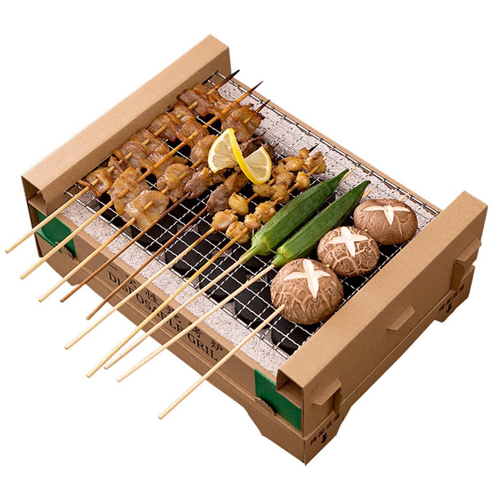 Jednorazowy grill na węgiel drzewny, przenośny jednorazowy grill, nadaje się do recyklingu, zestaw do grillowania na zewnątrz, na kemping, na podwórku, imprezę, trwały 2 godziny