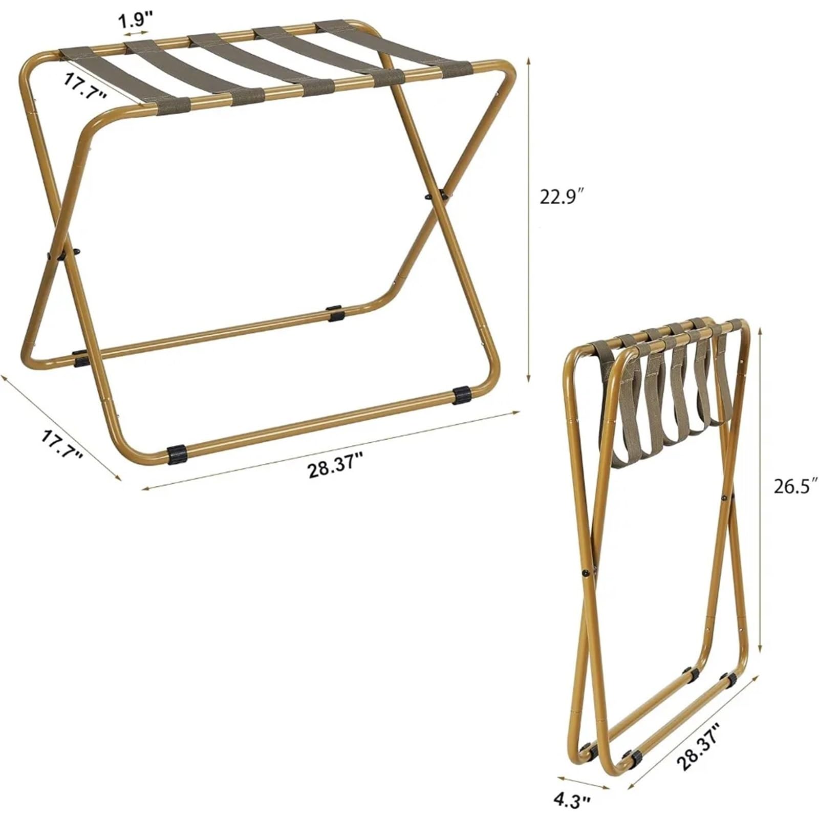 Portaequipajes Portaequipajes de 2 piezas for habitación de invitados, soporte plegable for maleta, soporte de carga resistente de 110 libras, fácil de montar