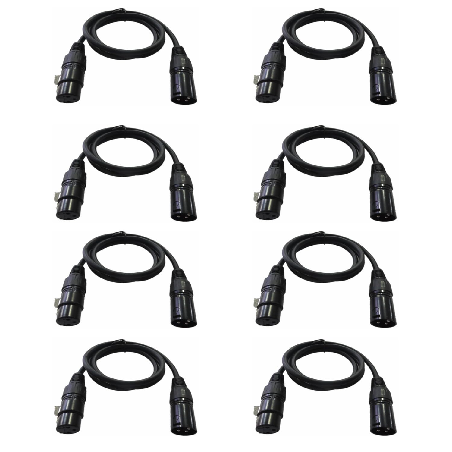 JUNMAN 3-poliges XLR-DMX-Kabel, Stecker auf Buchse, für Bühnenbeleuchtung, Disco, DJ, Bühnenbeleuchtung, 8 Stück