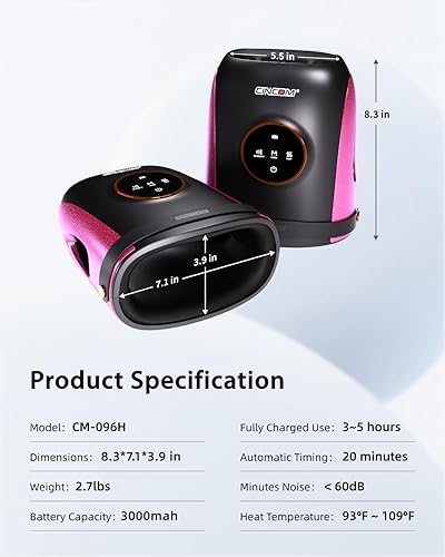 Miniatura 7 de CINCOM Masajeador de manos con calor y compresión, máquina de masaje de dedos y palma para aliviar el dolor, artritis y mejorar la circulación,