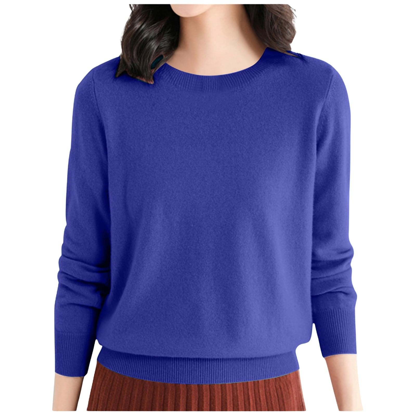 Produktbild von Pullover Damen Herbst Elegant Einfarbig Strickpullover Winter