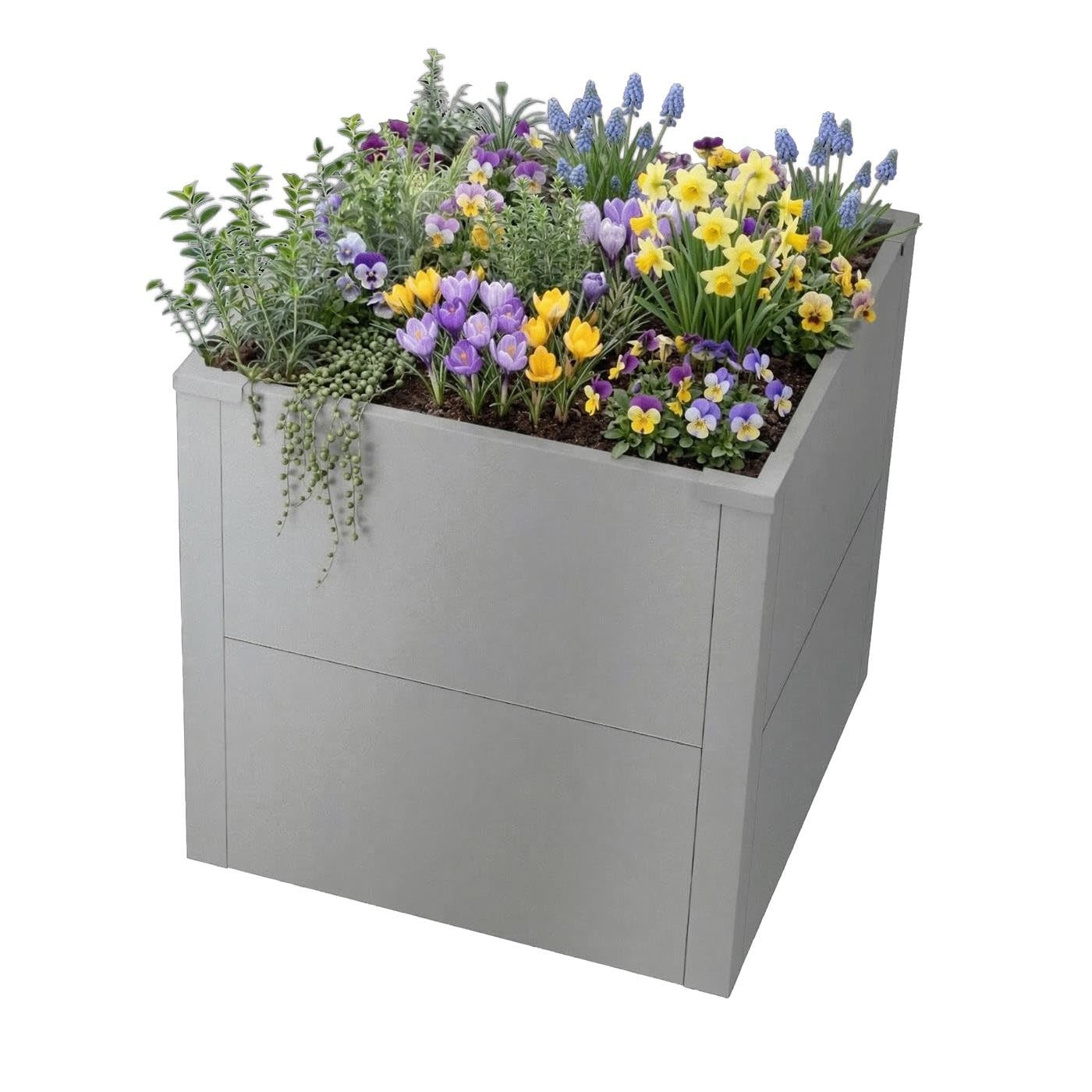 Metzler Hochbeet Anthrazit Metal GartenStahl in Holzoptik & Anthrazit Gartenbeet Pflanzenbeet Blumenhochbeet - witterungsbeständig - Für Garten 150 x 75 x 77 cm