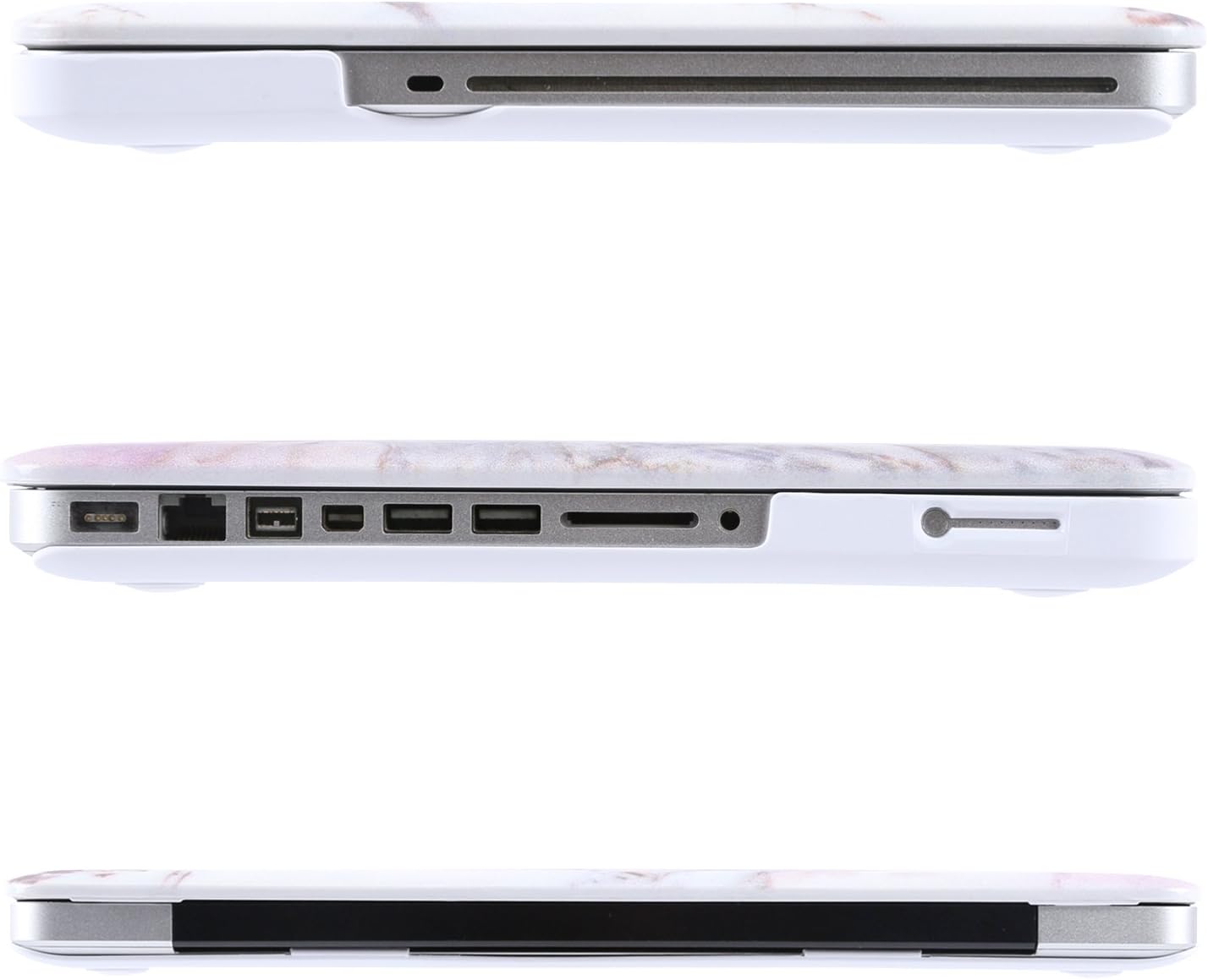 MOSISO Compatible with MacBook Pro 13 inch Case with CD-ROM (Model: A1278, Old Version Release 2012-2008), Plastic Pattern Hard Shell Case & Keyboard Cover & Screen Protector, Colorful Marble