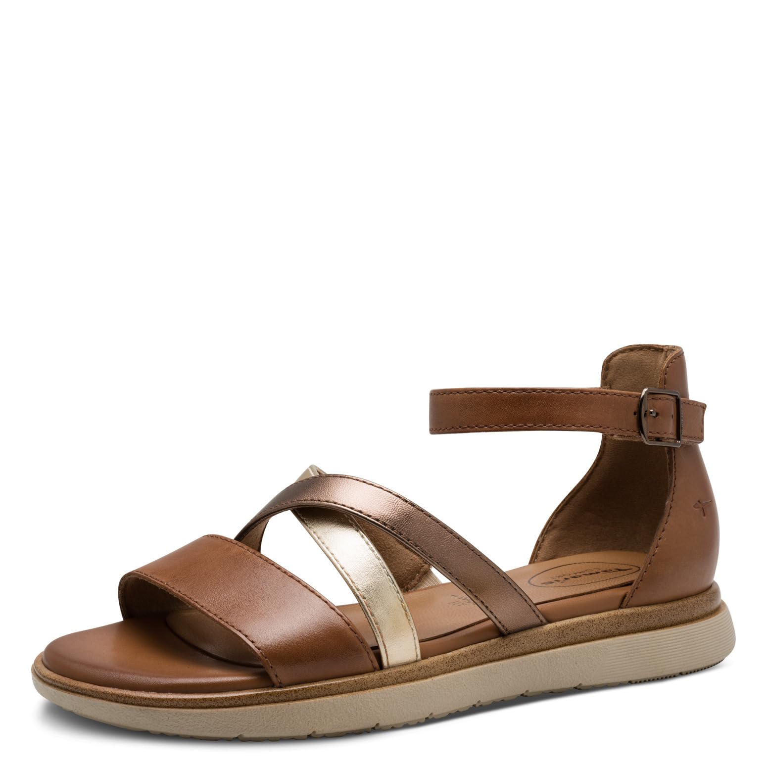 Tamaris Comfort Women’s Flat Sandals with Velcro Closed Heel, Nut Comb, 7,5 UK