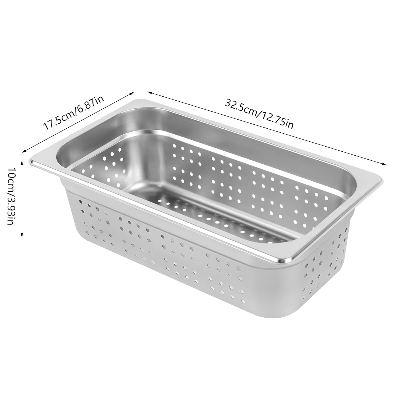Hotel Pans, 2-Pack 1/3 Size Stainless Steel Perforated Steam Table Pan, 4" Deep, Food Grade, Anti-Jam, Commercial Buffet Pan for Kitchen, Drain & Steam Vegetables, Dishwasher & Oven Safe