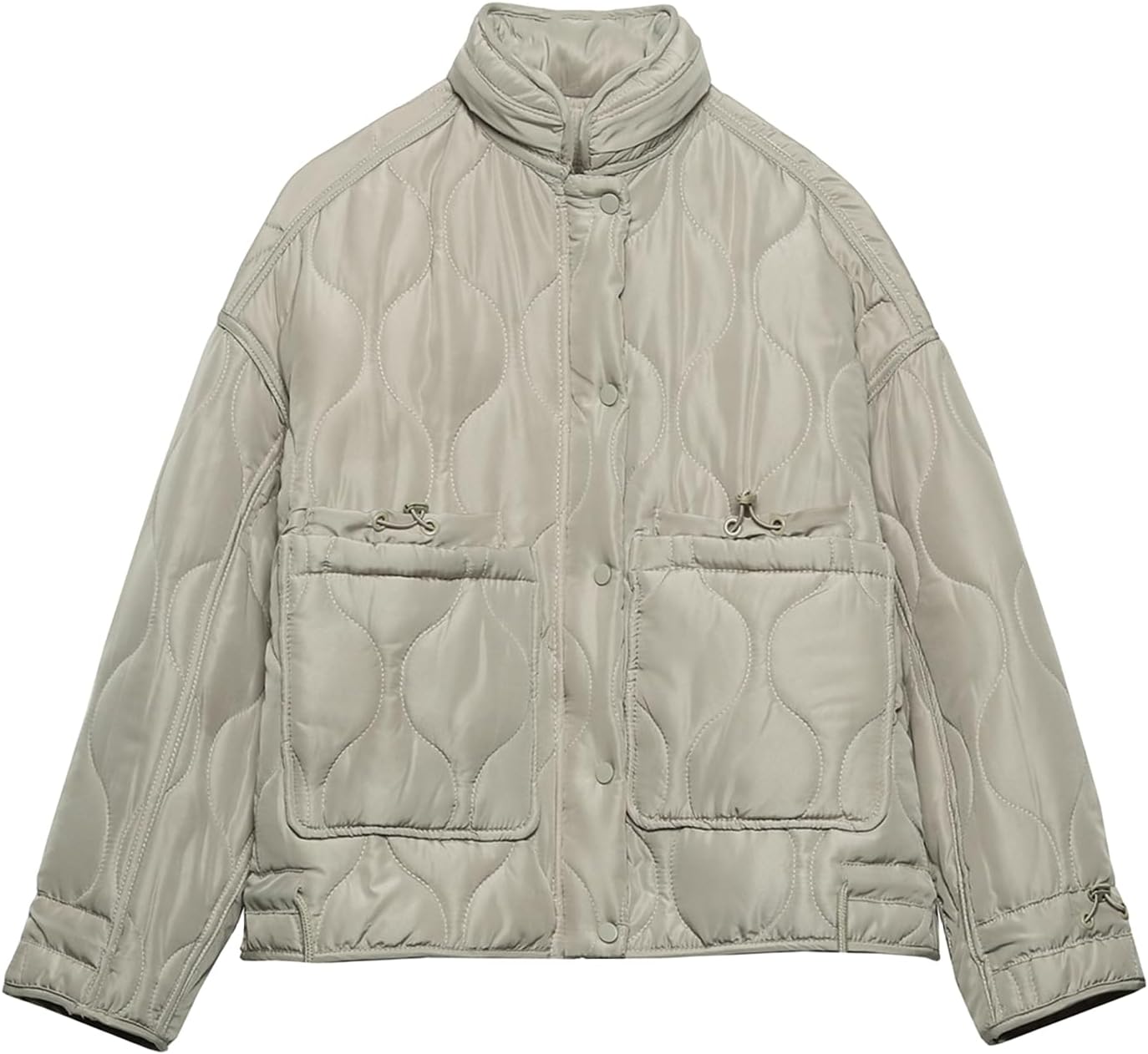 Quilted Jackets for Women 2025 Stand-Up Collar Down Jackets Solid Color Lightweight Padded Jacket with Pockets