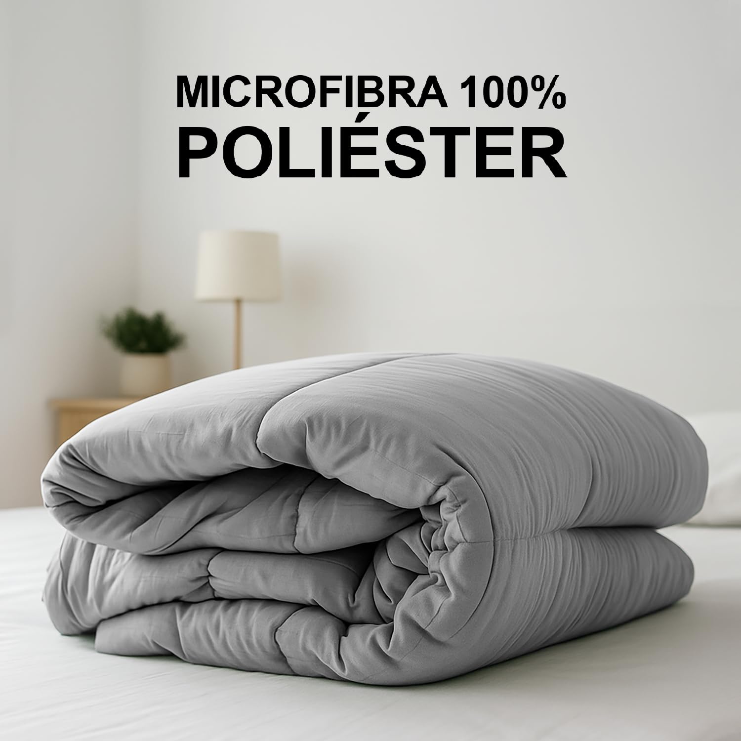 TIENDA EURASIA – Edredón | Nórdico | Reversible | Microfibra 100% Poliéster | sin Cojín | Lavable a máquina a 30°C | Tacto Suave | Hipoalergénico (Gris Claro, Cama 135/150 230x260 cm)