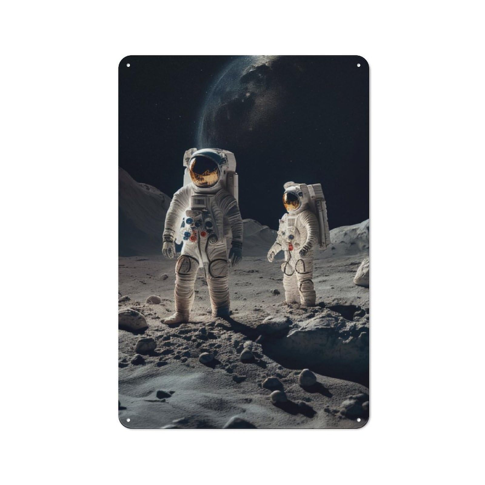 Junmoney Famous Astronaut Landing For Café Or Restaurant, Vintage Tin Wall Plaque 30X20cm, New Home Wall Decor For Café Owners And Decorators