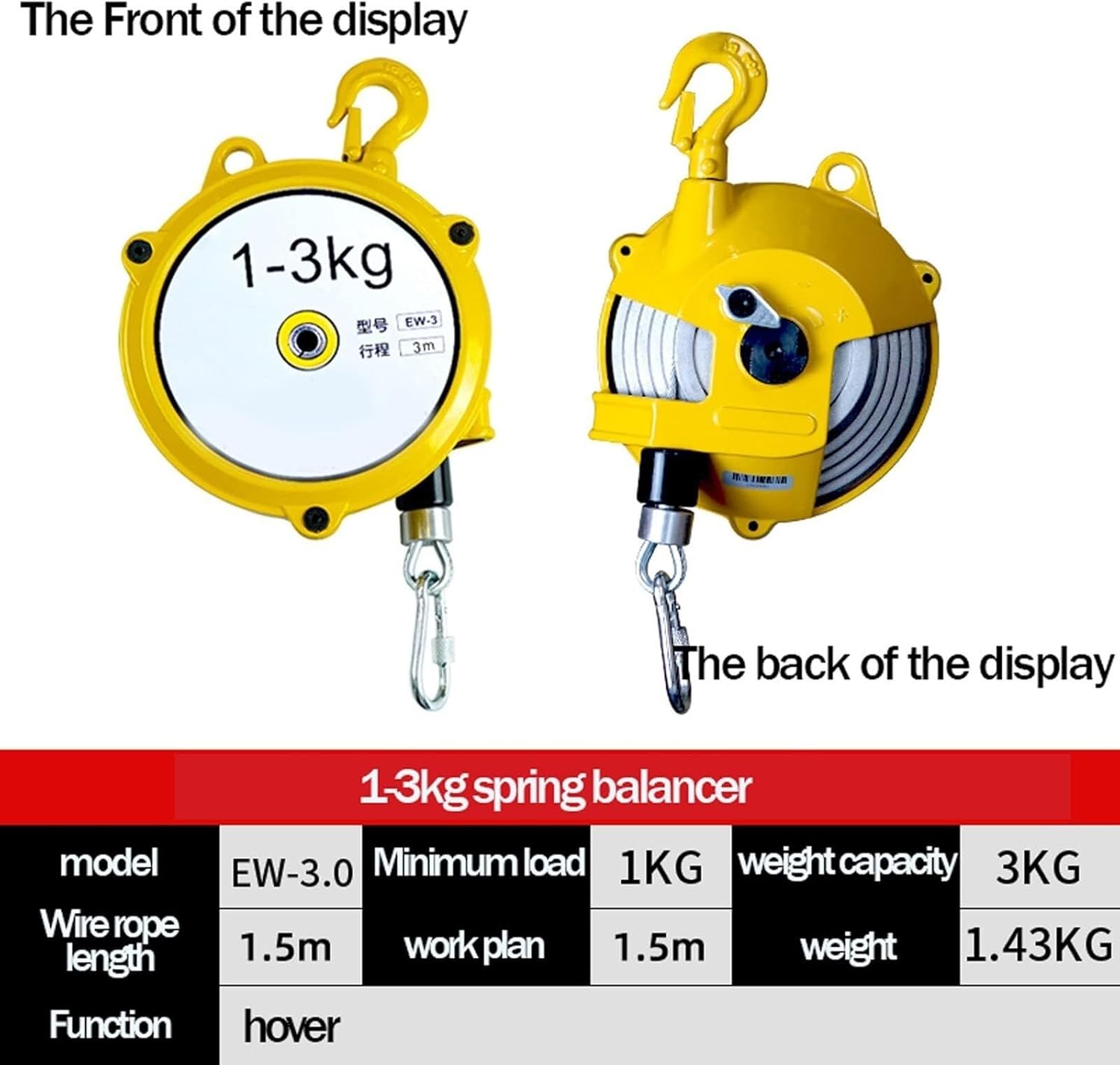 Spring Balancer, Adjustable Spring Balancer Tool Holder with Alloy Steel Hook, Tool Balancing Lifting Jack for Factory and Workshop, Reduce Personnel Fatigue, 1-3/3-5/5-9kg (Size : 1-3kg)