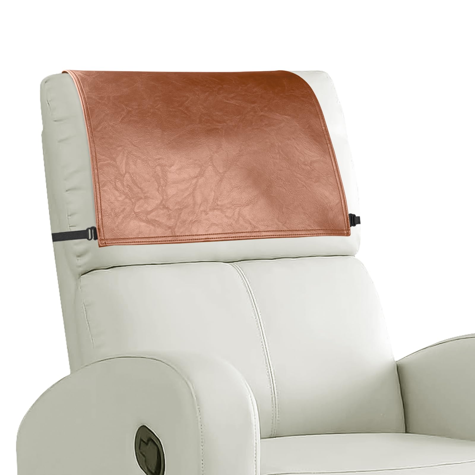 NZDWZDN Headrest Cover for Recliner Chair Recliner Headrest Protector Faux Leather Headrest Cover with Elastic Straps Couch Headrest Covers for