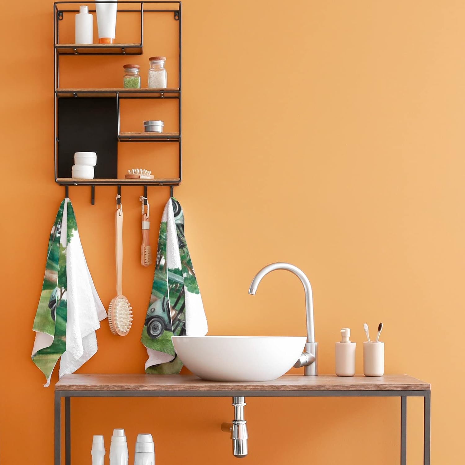 Hand Bath Towels for Bathroom Set of 2 Golf Sports Trees Fingertip Towel Water Absorbent Soft Polyester for Kitchen Gym Spa Face Salon 30x15Inch - Image 5