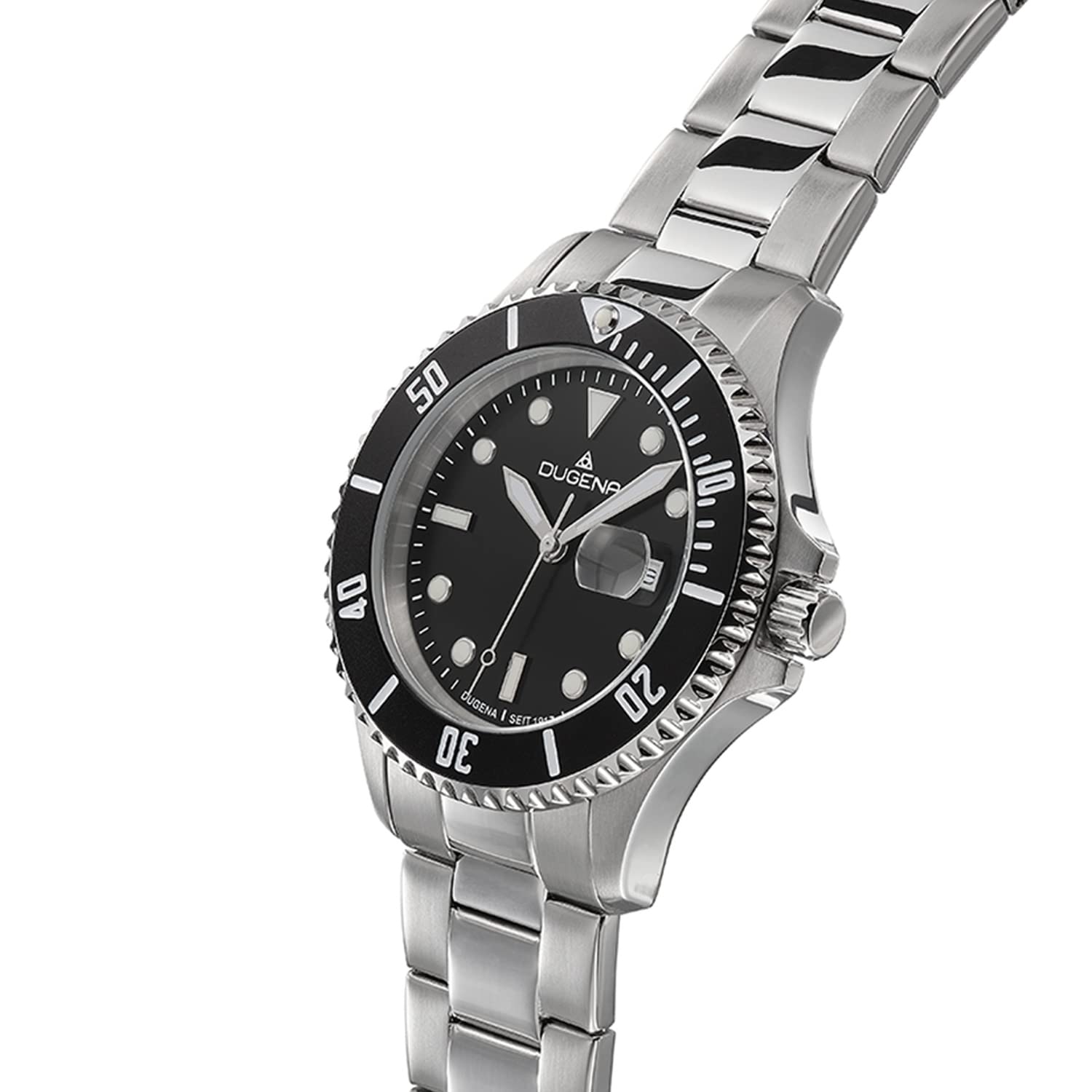 Dugena Orologio da polso uomo 4461002-1 Diver XL, al quarzo, argento, nero, impermeabile