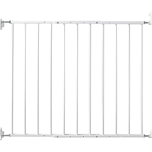 KidCo G2000 Safeway Top of Stairs Quick Release Baby Gate for Blocking Stairs or Hallways and Dividing Rooms, 42.5 x 30.5 Inches, Steel, White