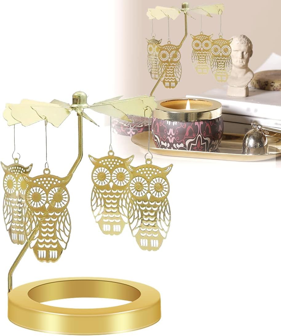 Rotary Tea Light Candle Holder | Romantic Owl Carousel Design for Home and Party Decor | for Special Occasions