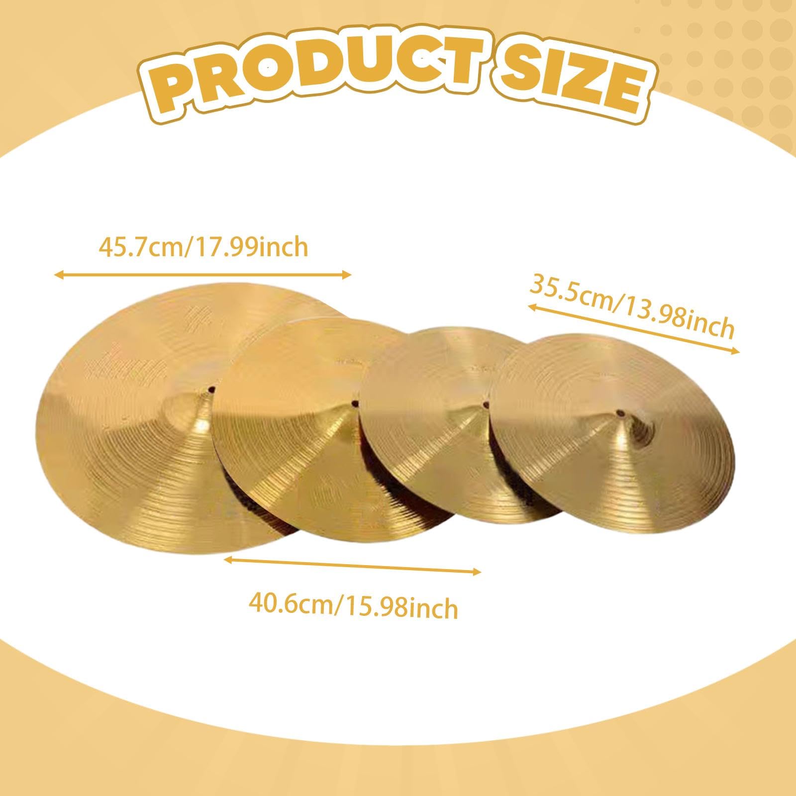 Piatti per Batteria, Accessori per Strumenti Musicali, Piatti Charleston per Batteristi Principianti, Piatti Da Allenamento per Il Palco Dei Concerti, 14inch 16inch 20inch