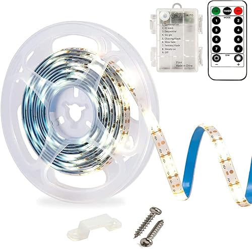 Miniatura 8 de Tira de luces LED que funciona con pilas 90 luces LED de 98 pies con temporizador remoto regulable tira de luces flexibles impermeables para