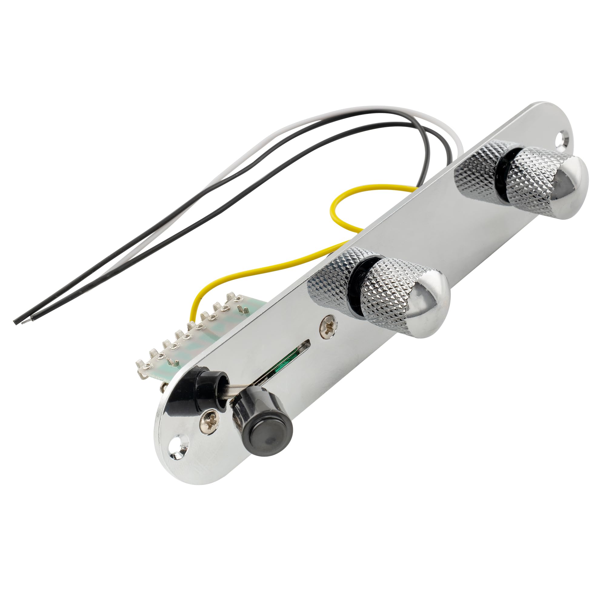 Musiclily 32mm Okablowane Płytka Kontrolna Elektroniki Tele Control Plate 3-drożny Przełącznik Wiązką Przewodów do Gitary Elektrycznej Fender Telecaster, Chrom