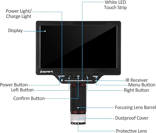 Miniatura 2 de Microscopio digital con multímetro microscopio de soldadura LCD con pantalla de 7 pulgadas, microscopio digital para reparación electrónica 1200X