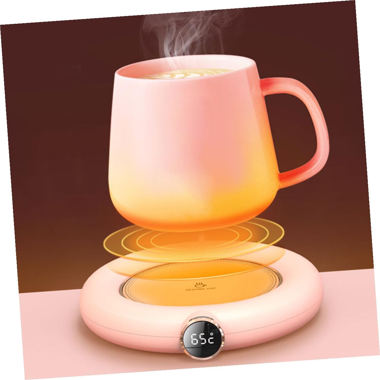 USB Charging Drink Cup Warmer with Temperature Control and Wear-Resistant Mug Heater Coaster for Home and Office Desk Use Pink Thermal Pad for Hot Beverages