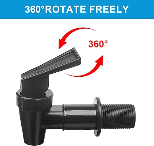 Miniatura 5 de Juego de 2 grifos de repuesto sin BPA, reutilizables, a prueba de fugas, color negro, para dispensadores de agua domésticos, dispensadores de